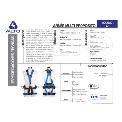 Arnés de Posicionamiento, 5 Puntos de Anclaje, ALTO  A3