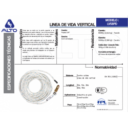 Línea de vida vertical 5 8X30m LV58PD Alto Altura Segura